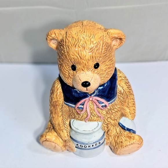 Vintage 1994 Tender Heart Porcelain and Ceramic Tedy Bear Decorative Cookie Jar - Picture 6 of 11